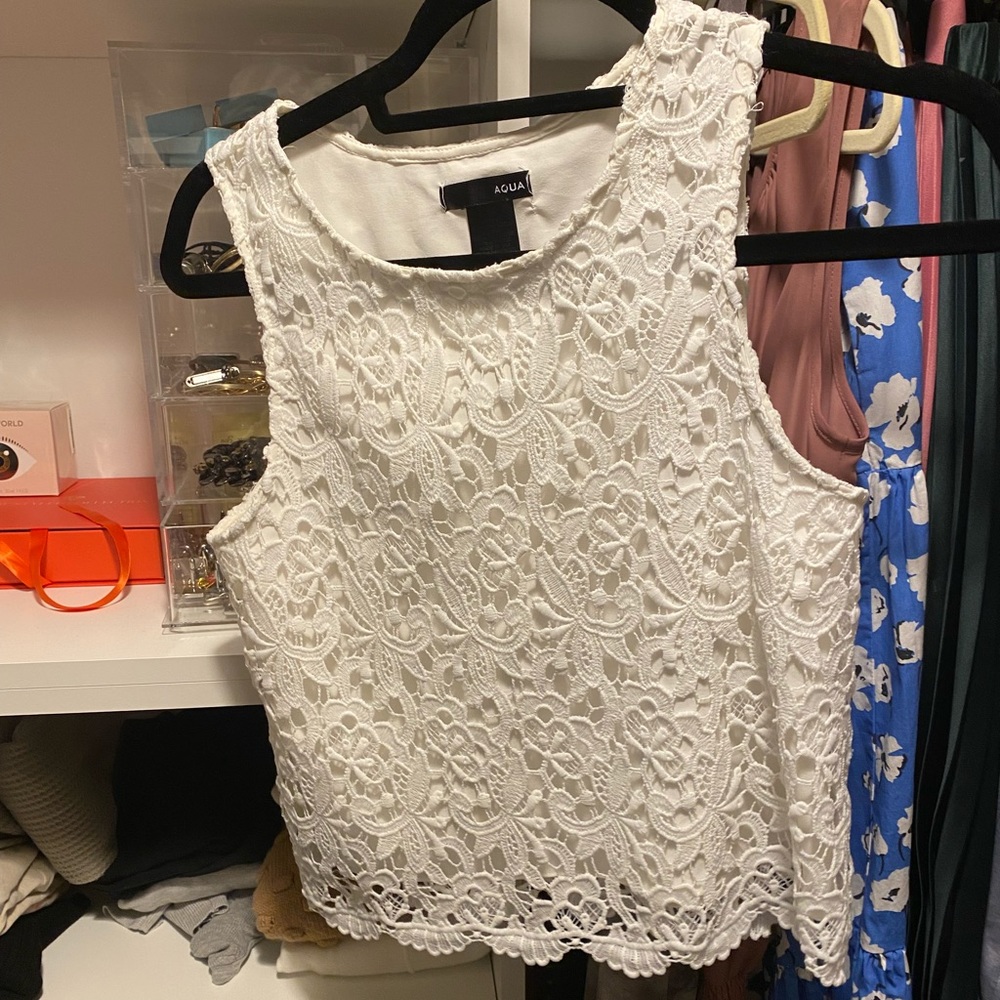 Aqua Crochet crop top white S